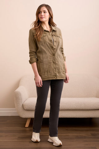 Denim Maxi Jacket-Oliveleaf