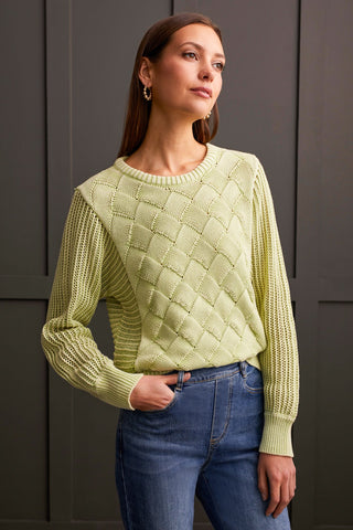 alt view 1 - DOLMAN CREW NECK SWEATER WITH SPECIAL WASH-Lt. pistachio