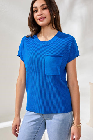 Pull Dolman À Manches Courtes Avec Poche-Mer Turque