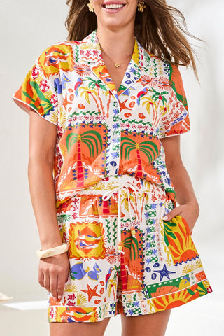 Lightweight Cotton Crosshatch Flowy Elastic Waist Shorts-Guavablush