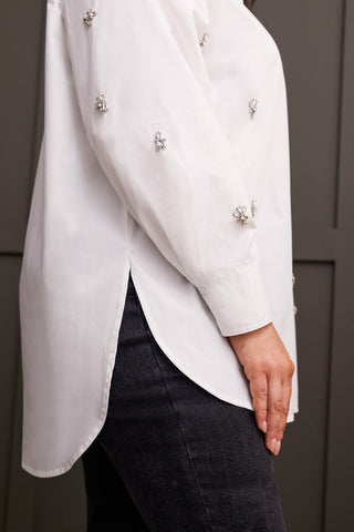 EMBELLISHED LOOSE FIT SHIRT-White