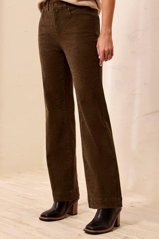 Embossed Pattern High Rise Wide Leg Pants-Dk basil
