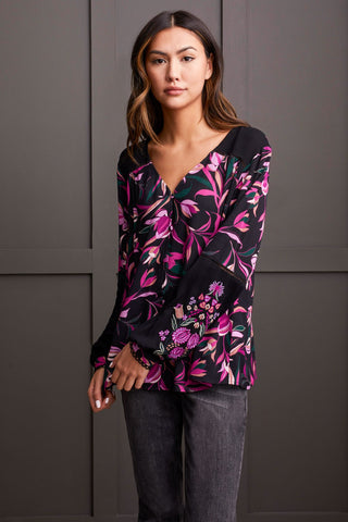 alt view 1 - EMBROIDERED BUTTON-UP BLOUSE-Deep magenta