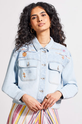 alt view 1 - EMBROIDERED CLASSIC DENIM JACKET-Frozenberry