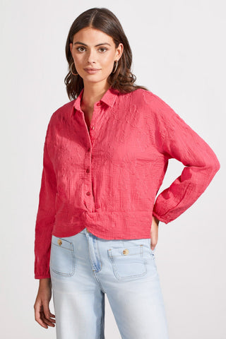 alt view 1 - EMBROIDERED COTTON SHIRT WITH FAUX KNOT-Party punch