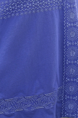 Haut Col V Brodé Avec Lavage Spécial-Bleu Baja