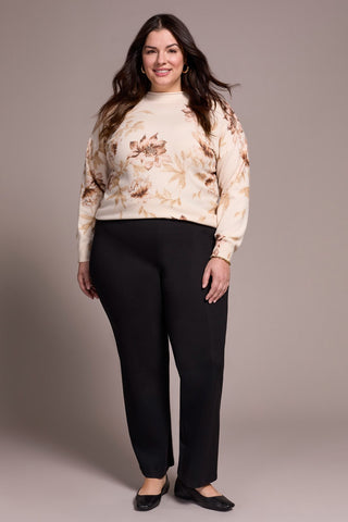 Signature Every Body Stretch Ponte Pull-On Pin Tuck Pants-Black