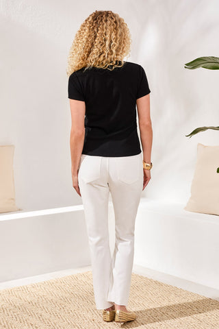 Fitted Crew Neck Stretch Tee-Black