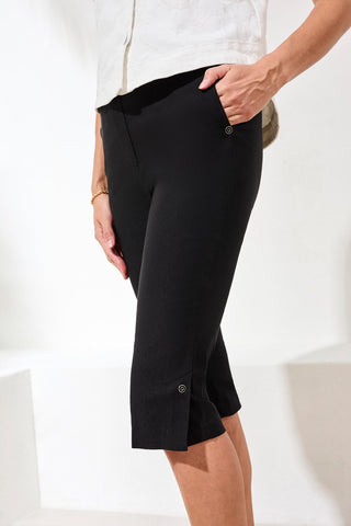 Flatten It® Slim Leg Capris Pants With Snap Vents-Black