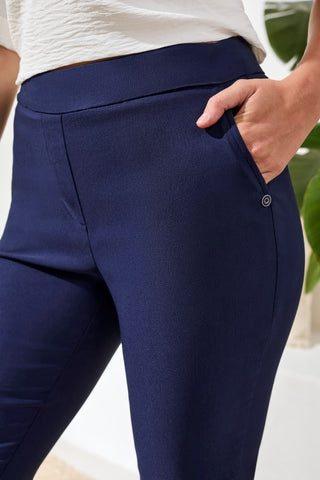 Flatten It® Slim Leg Capris Pants With Snap Vents-Jet blue