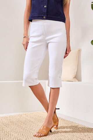 Flatten It® Slim Leg Capris Pants With Snap Vents-White