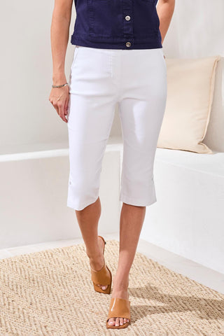 Flatten It® Slim Leg Capris Pants With Snap Vents-White