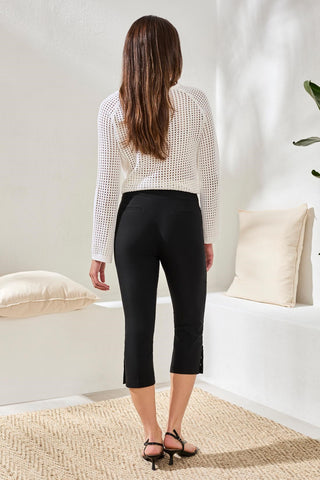 Flatten It® Slim Leg Capris With Snap Vent-Black
