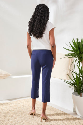 Flatten It® Slim Leg Capris With Snap Vent-Jet blue