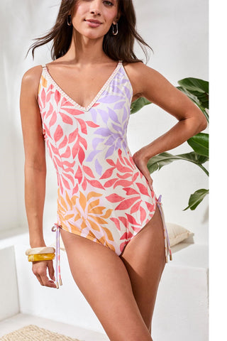 Maillot Une-Pièce À Encolure En V Avec Technologie Flatten It®-Rose Lilas