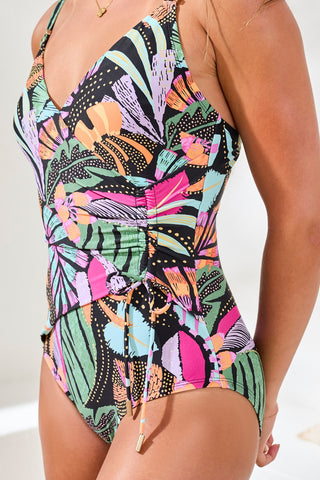 Maillot 1 Pièce Cache-Cœur À Encolure Halter Avec Technologie Flatten It®-Tropical