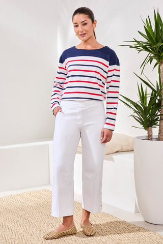 Flatten It® Tummy Control Wide Leg Pull-On Capris Pants-White