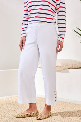 Flatten It® Tummy Control Wide Leg Pull-On Capris Pants-White