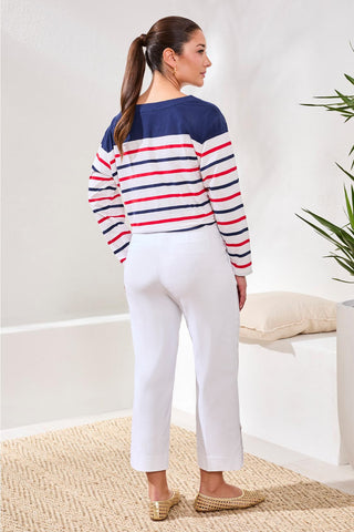 Flatten It® Tummy Control Wide Leg Pull-On Capris Pants-White