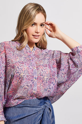 alt view 1 - FLOWY DOLMAN SLEEVE BLOUSE WITH SELF-COVERING BUTTONS-Orchid rose