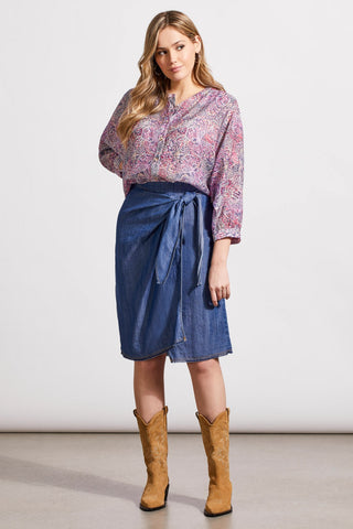 alt view 2 - FLOWY DOLMAN SLEEVE BLOUSE WITH SELF-COVERING BUTTONS-Orchid rose