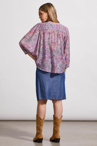 alt view 3 - FLOWY DOLMAN SLEEVE BLOUSE WITH SELF-COVERING BUTTONS-Orchid rose