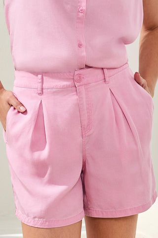 Flowy Tencel Shorts With Delicate Front Pleats-Rosesilk
