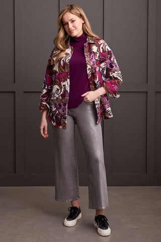 alt view 4 - FRENCH TERRY ELBOW SLEEVE TOP-Dark plum