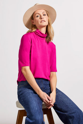 alt view 1 - FRENCH TERRY ELBOW SLEEVE TOP-Deep magenta