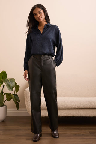 Front Tie Dolman Sleeve Shirt-Nightfall