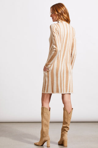 alt view 2 - FUNNEL NECK JACQUARD SWEATER DRESS-Beige