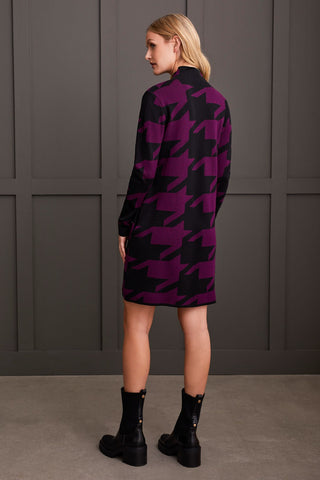 alt view 3 - FUNNEL NECK JACQUARD SWEATER DRESS-Dark plum