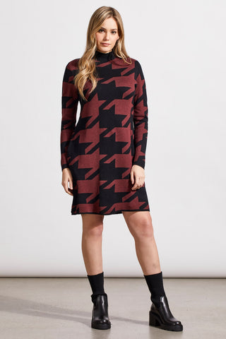 alt view 1 - FUNNEL NECK JACQUARD SWEATER DRESS-Rum