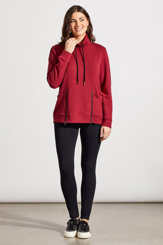 alt view 2 - FUNNEL NECK TOP WITH POCKETS-Bordeaux