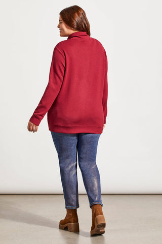 FUNNEL NECK TOP WITH POCKETS-Bordeaux