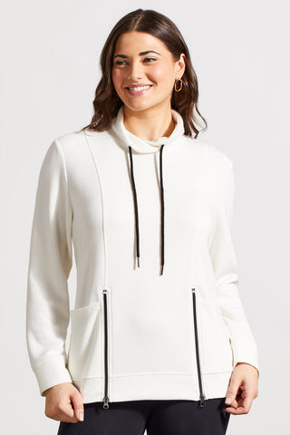 alt view 1 - FUNNEL NECK TOP WITH POCKETS-Cream