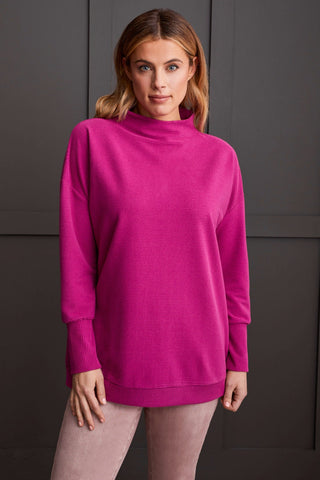 alt view 1 - FUNNEL NECK TUNIC-H deep magenta