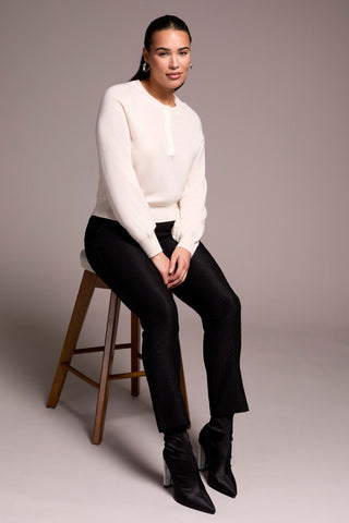 Glitter Bengaline Luxe Pull-On Ankle Pants-Black