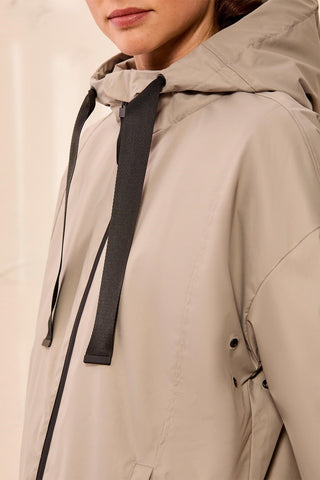 Hydrochromatic Hooded Zip-Up Rain Jacket-Dry sand
