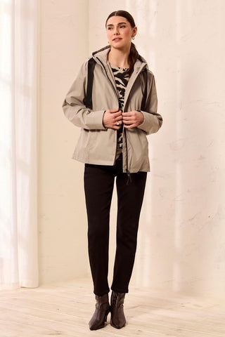 Hydrochromatic Hooded Zip-Up Rain Jacket-Dry sand