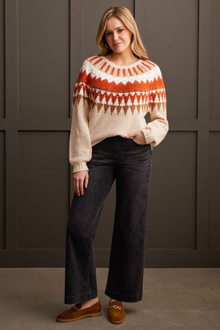 alt view 2 - INTARSIA SWEATER WITH BRASS STUDS-Cream