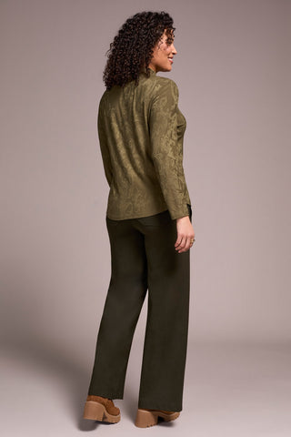 Jacquard Knit Long-Sleeve Mock Neck Top-Ivy