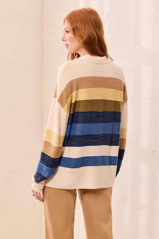Johnny Collar Long Sleeve Knit Sweater-Aloe