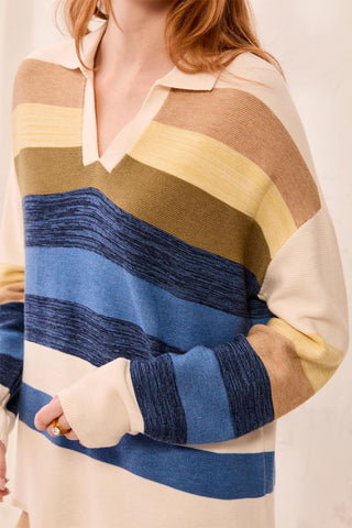 Johnny Collar Long Sleeve Knit Sweater-Aloe