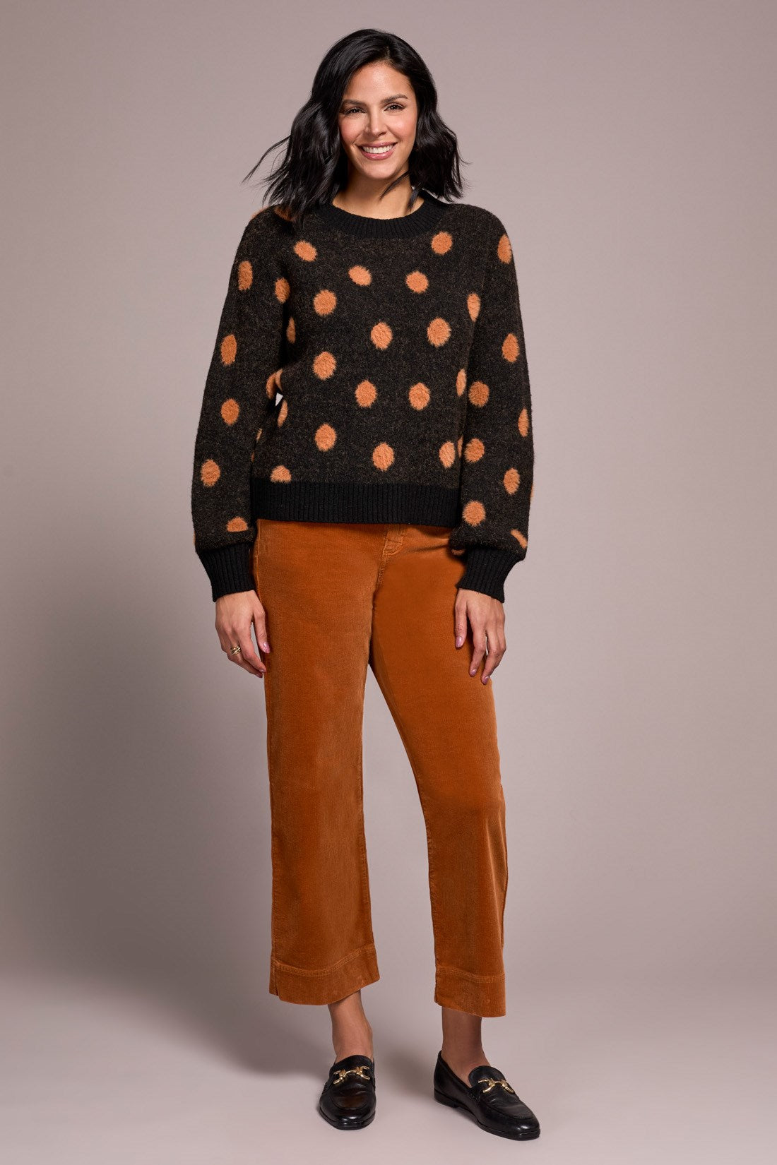 Knit Eyelash Crew Neck Polka-Dot Sweater-Black – Tribal® Fashion