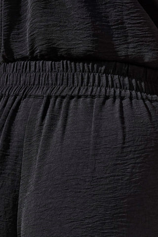 Lightweight Flowy Airflow Pants With Elastic Waist At Back-Black