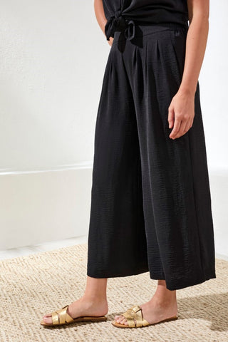 Lightweight Flowy Airflow Pants With Elastic Waist At Back-Black