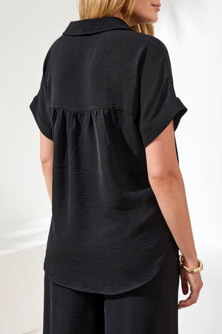 Airflow Relaxed Dolman Button-Down Shirt-Black