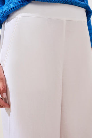 Lightweight Slub Woven Flowy Wide Leg Pants-White