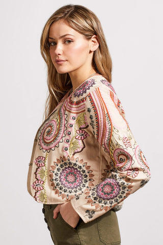 alt view 3 - LINED EMBROIDERED JACKET WITH CROPPED HEM-Ant.rose